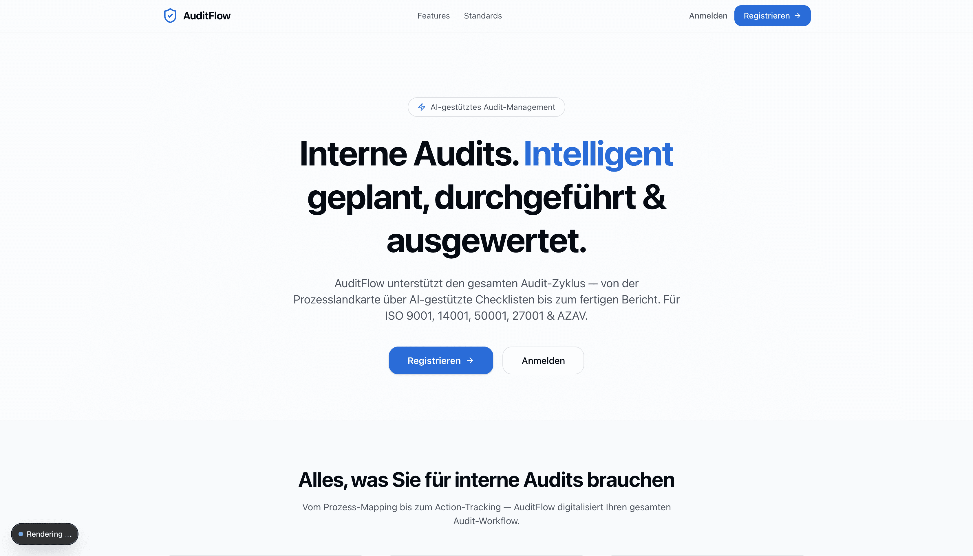 Dashboard-Ansicht der AuditFlow Audit-Management-Software