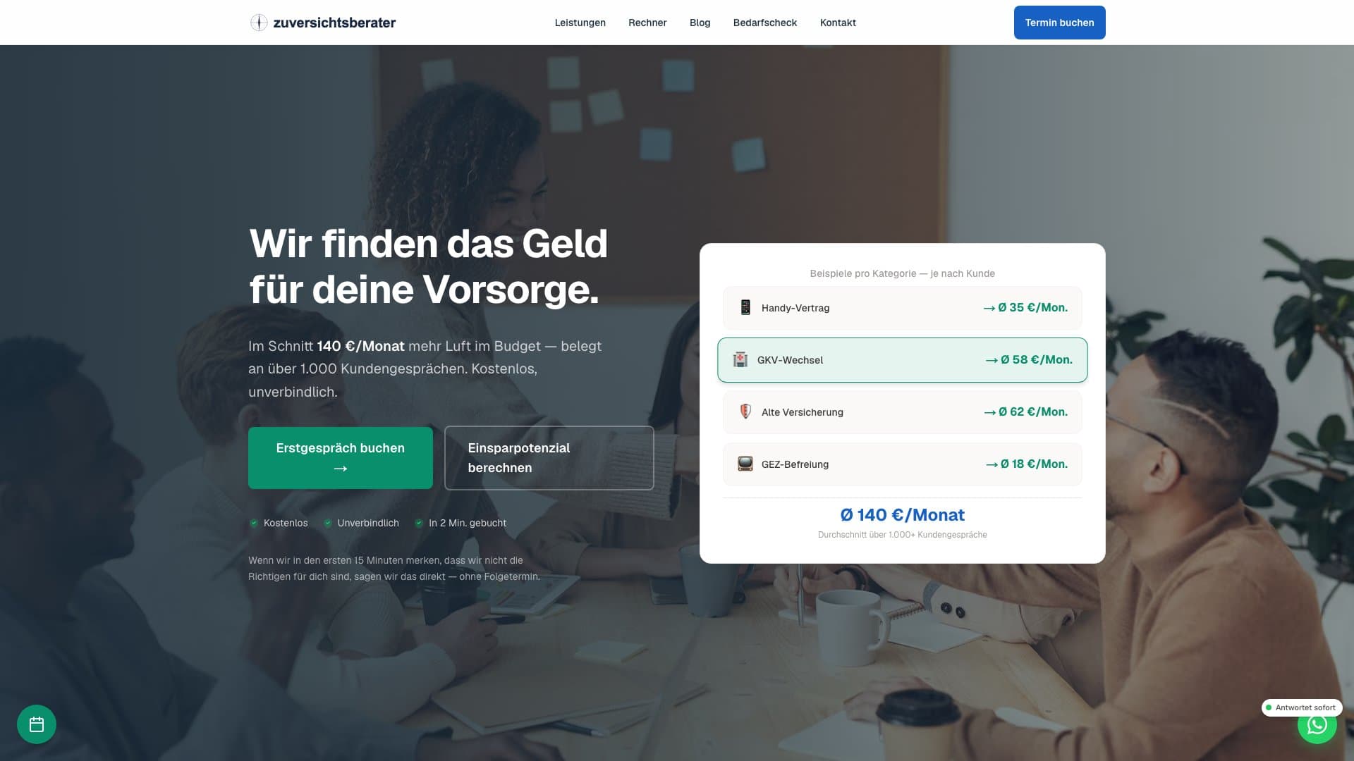 Screenshot von Zuversichtsberater